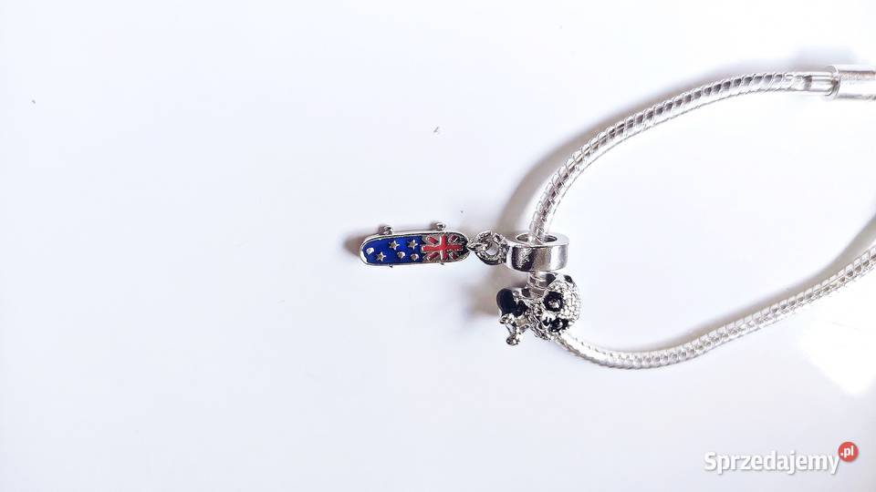 Srebrna bransoletka modułowa z zawieszkami sprzedam