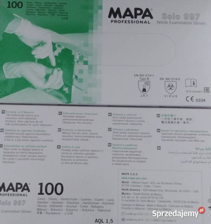 PROMOCJA Rękawice nitrylowe MAPA SOLO 997 Pozostałe Poznań