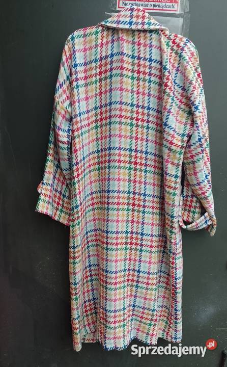 3840 ML Shein Długi tęczowy płaszcz oversize Pepitka Kurtki i płaszcze Kraków