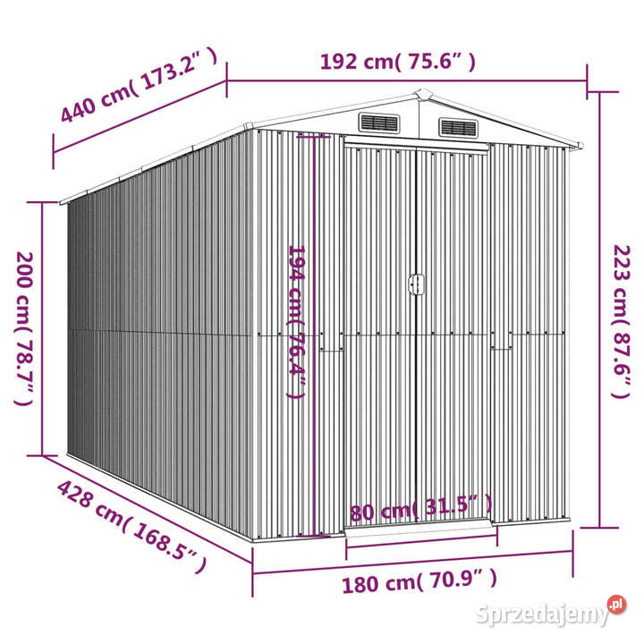 Szopa ogrodowa ciemny brąz 192x440x223 stal