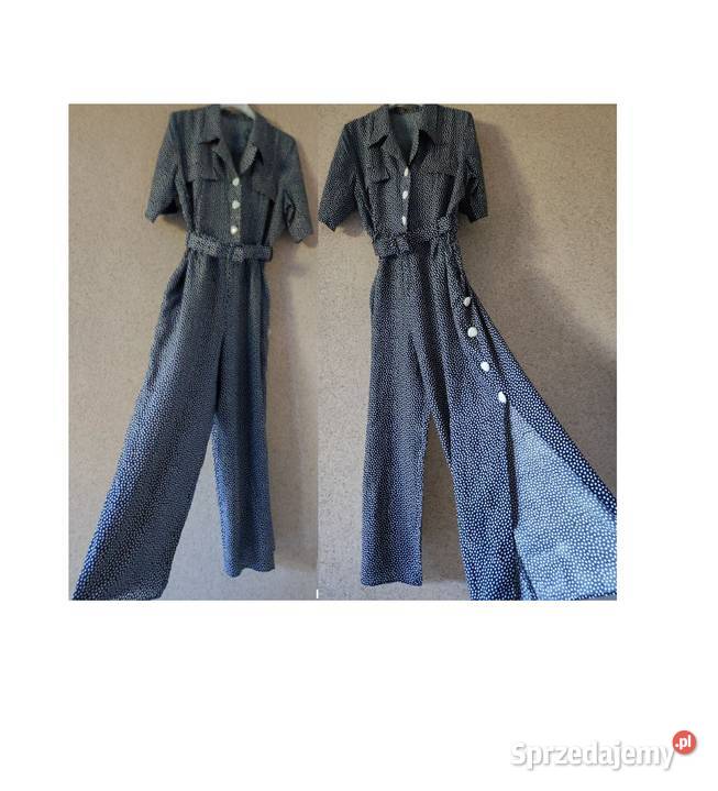 szykowny vintage modny kombinezon w grochy Garsonki i kostiumy
