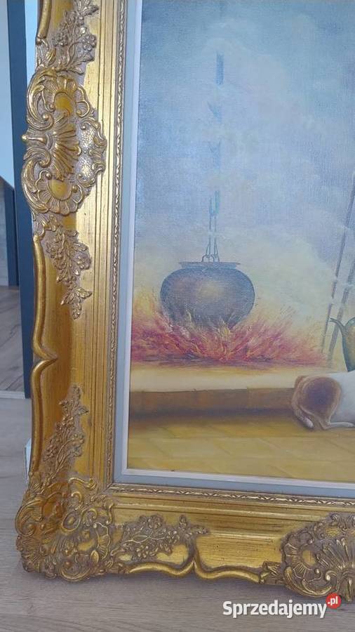 Stary obraz na płótnie olej na płótnie w Iwonicz-Zdrój