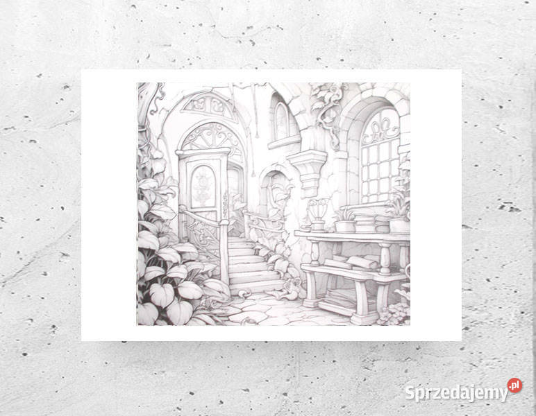 biało czarny plakat z zamkiem szary plakat A4 Opole