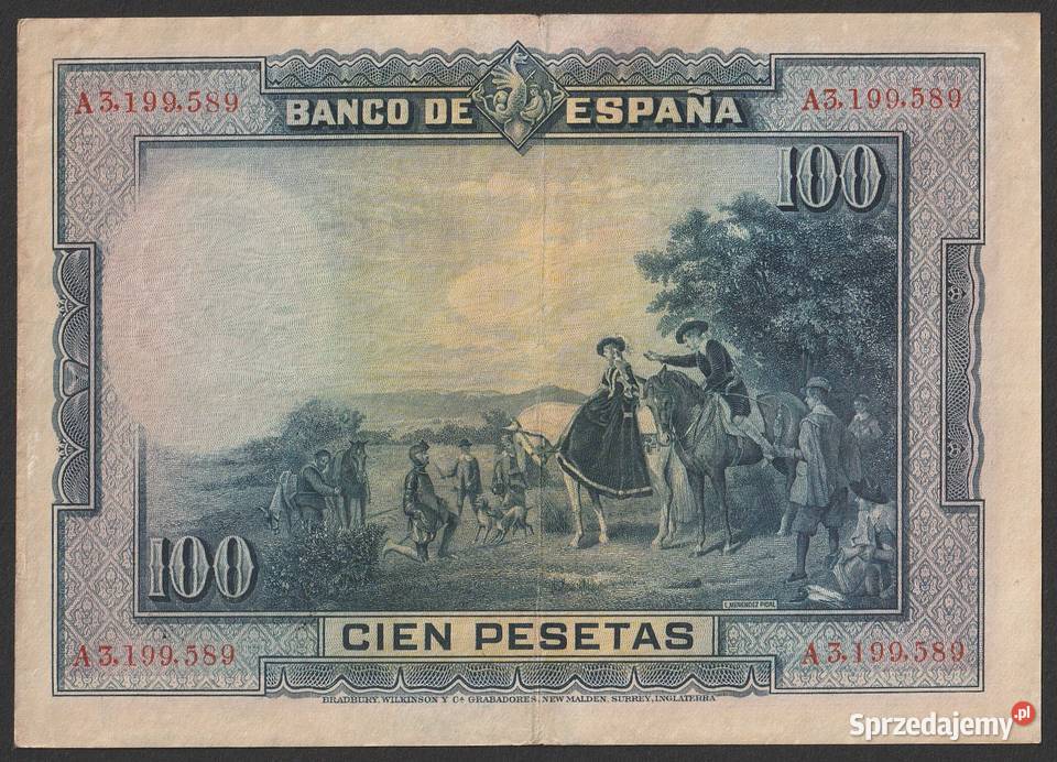 Hiszpania 100 peset 1928 A 3 Cervantes Łódź