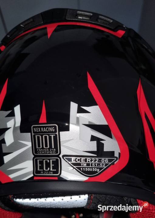 Kask crossowy NEX Racing Kids czarnoczerwony M pomorskie Reda sprzedam