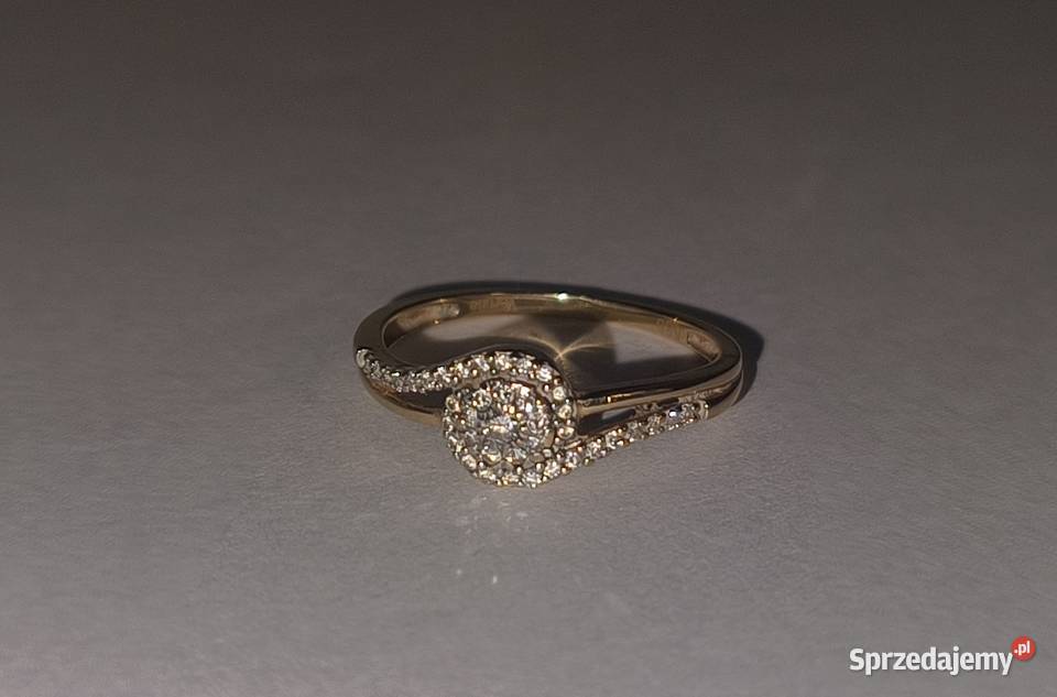 Verona złoto 585 pierścionek 40 diamentów Myślenice