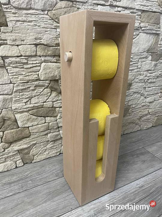 Stojak na papier toaletowy uchwyt drewniany loft