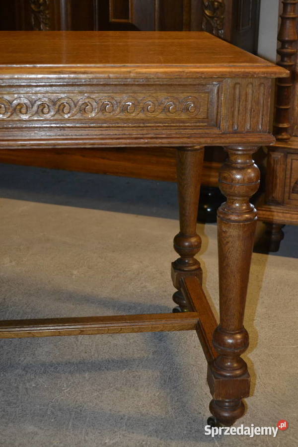 stół eklektyczny 1910 dąb Antyki, Sztuka, Kolekcje śląskie Będzin