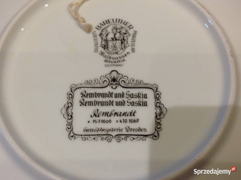 Talerz Porcelanowy REMBRANDT Sygnowany Dekoracja Nowa Sól