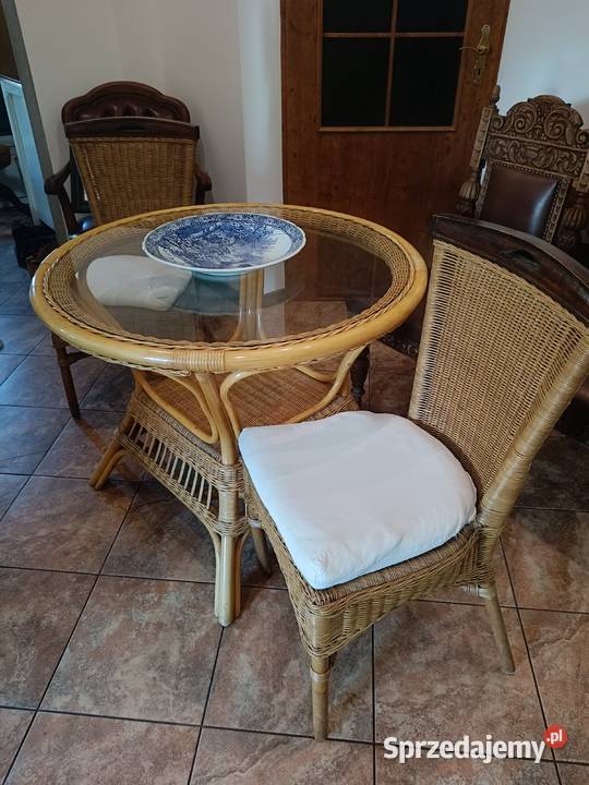 Zestaw ratanowy stół i dwa krzesła Lipno