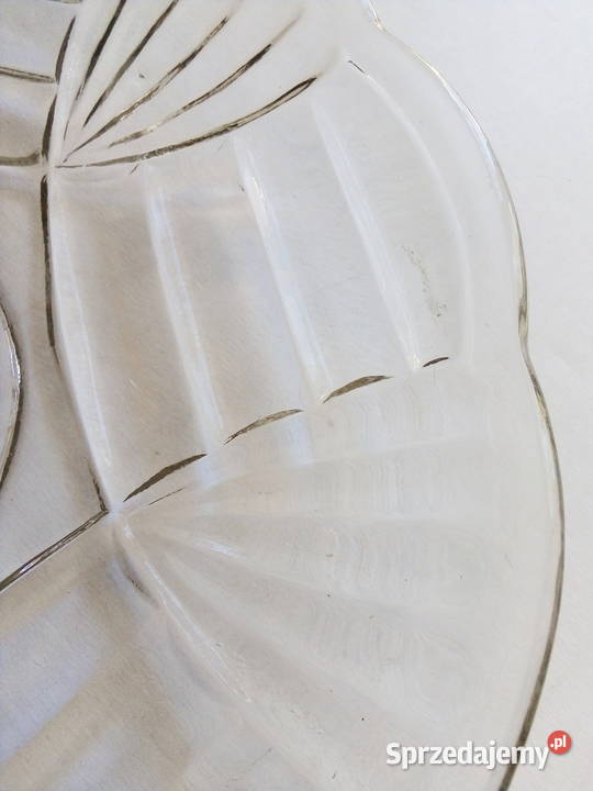 szklany talerz patera huta Niemen vintage PRL przezroczysty Częstochowa