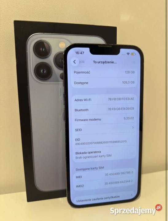 Apple iPhone 13 Pro 128GB Niebieski Apple / iPhone Telefony komórkowe Kalisz