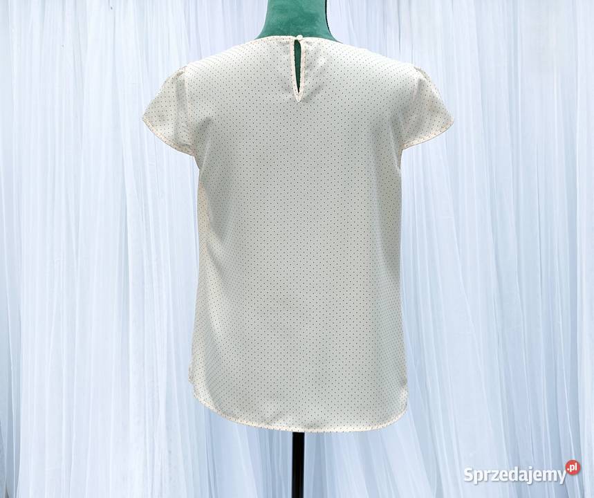 Bluzka w kropki L 40 XL 42 beżowa czarne groszki Szczecin