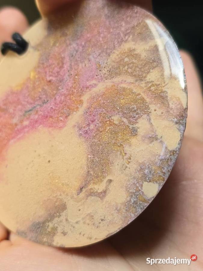 Pastel delikatny naszyjnik z żywicy marmurkowy Rzeszów sprzedam