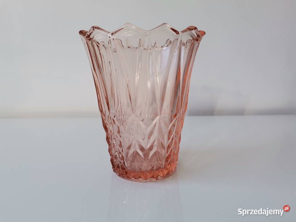 Stary różowy wazon szkło Art Deco Katowice
