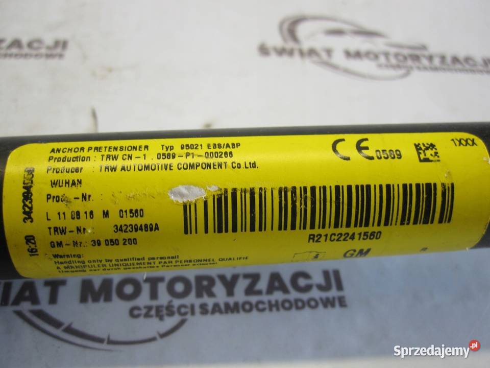 OPEL MERIVA B 12r pas bezpieczeństwa prawy przód Rok produkcji 2012
