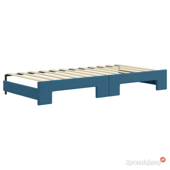 Sofa rozsuwana z materacami niebieska aksamit 100cm Warszawa sprzedam