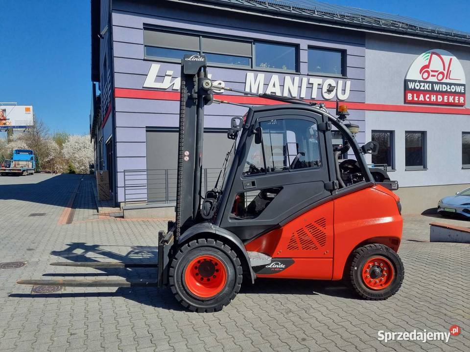Gazowy wózek widłowy Linde H45T02 przesuw boczny regulowane widły Mogilany