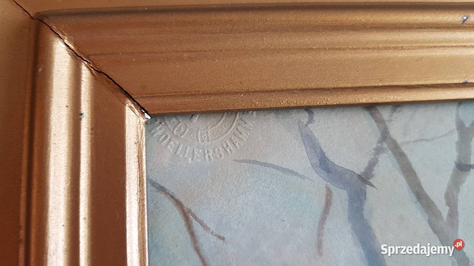 Stary duży obraz akwarela sygnowana S Gibiński Malarstwo