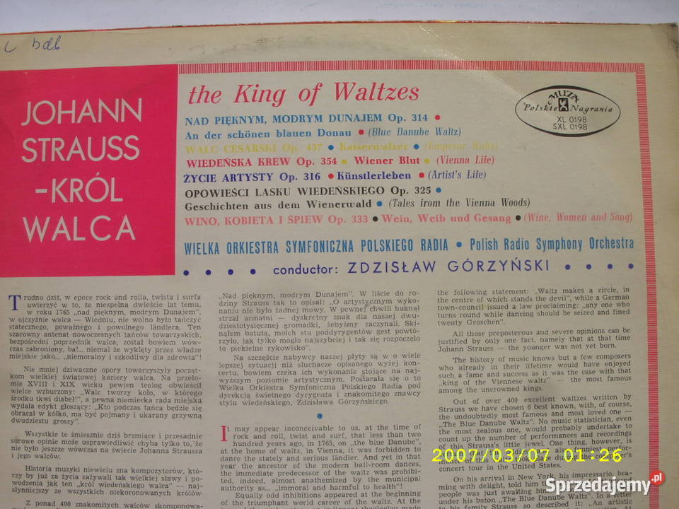 Klasyka JOHANN STRAUSS 4 plyty winylowe Wołów