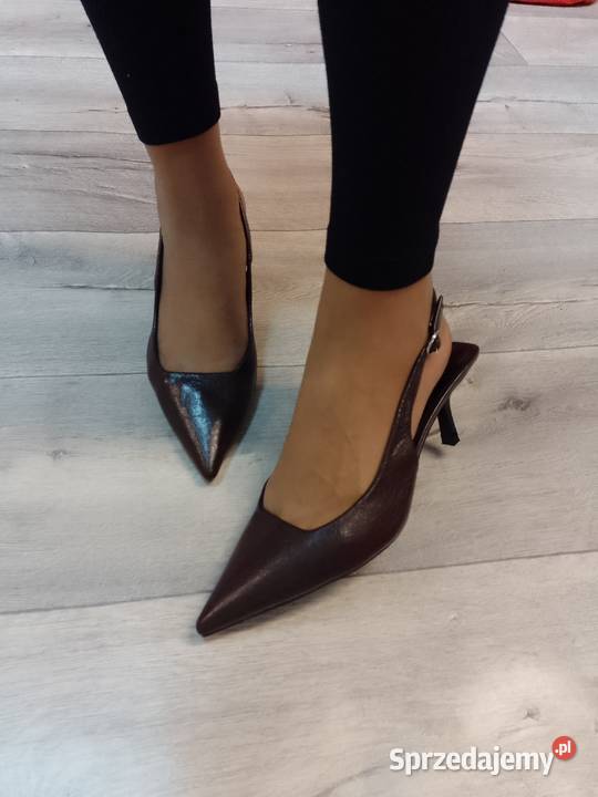 4041 Brązoweczekoladowe czółenka wieczorowe z małopolskie Kraków