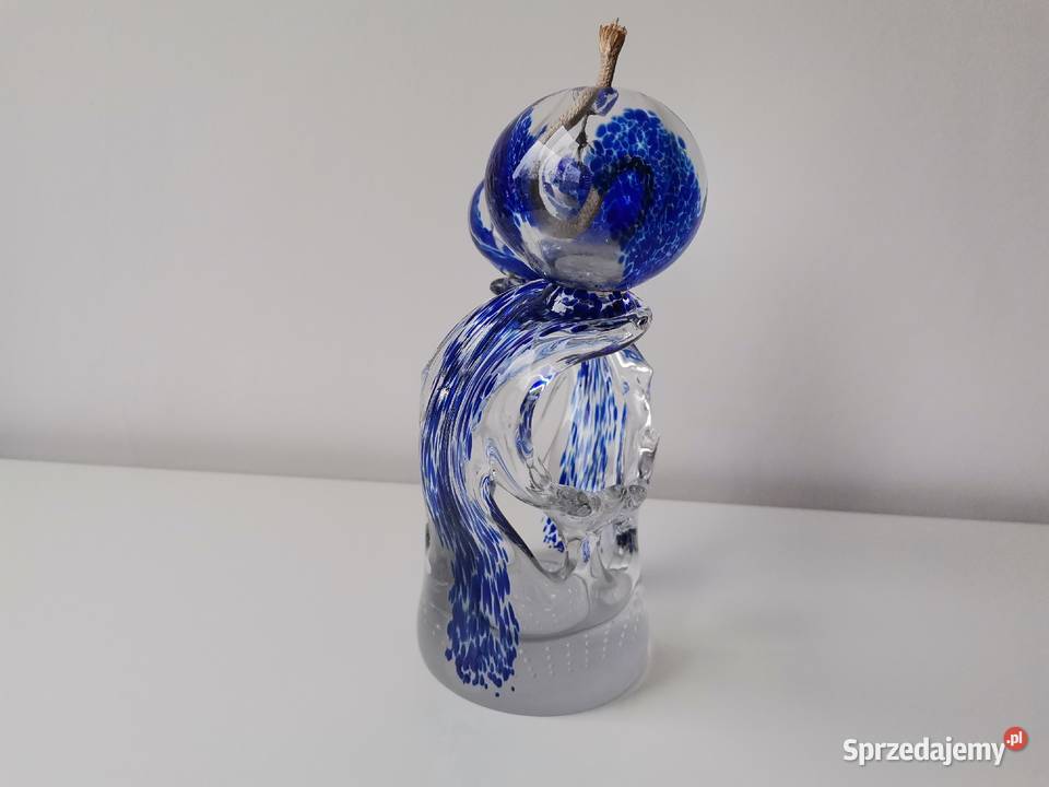 Stary duży szklany kolorowy świecznik lampka Katowice