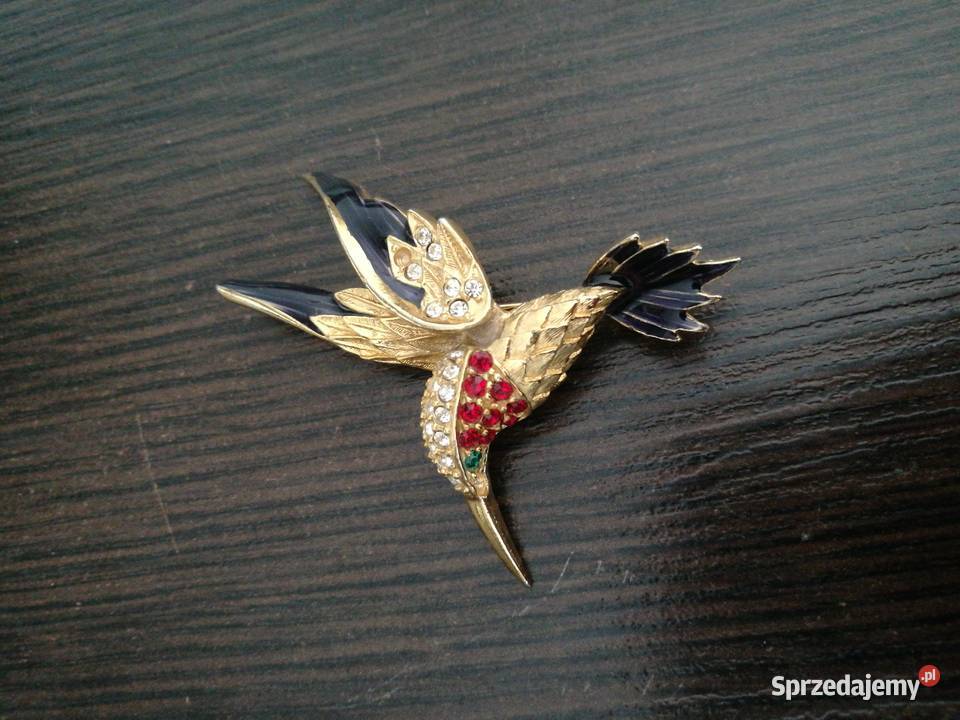 Broszka vintage 80 ptak koliberek Ozdoby Choszczno