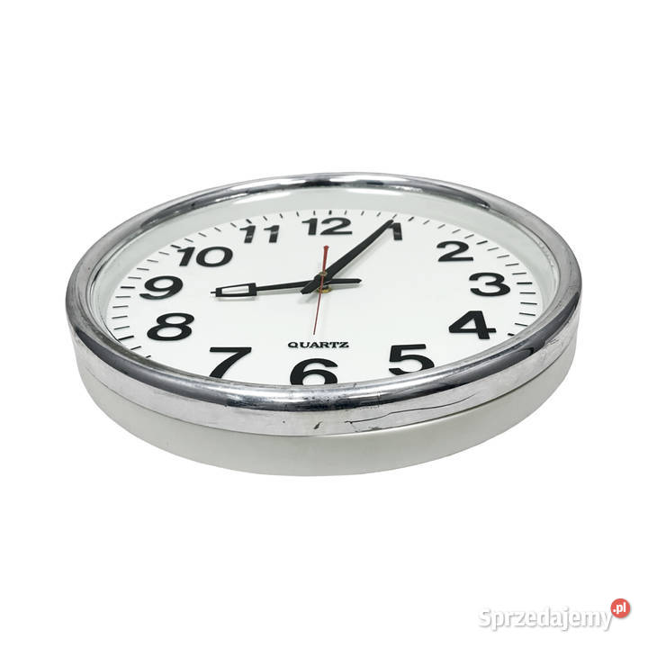 Klasyczny okrągły zegar ścienny quartz lata 90 ścienny