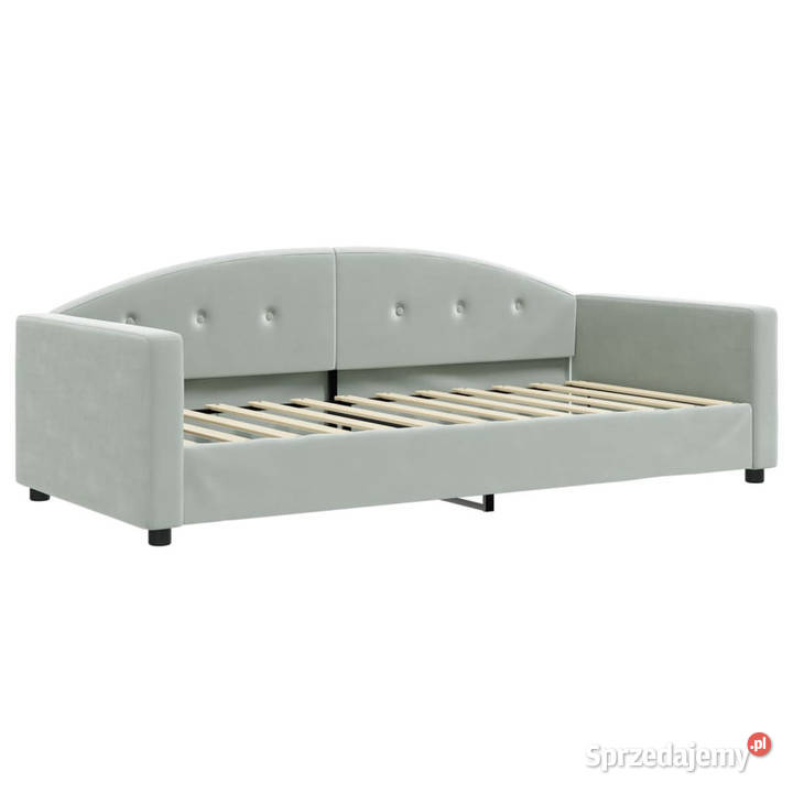 Sofa rozsuwana jasnoszara aksamit 90x200 Warszawa