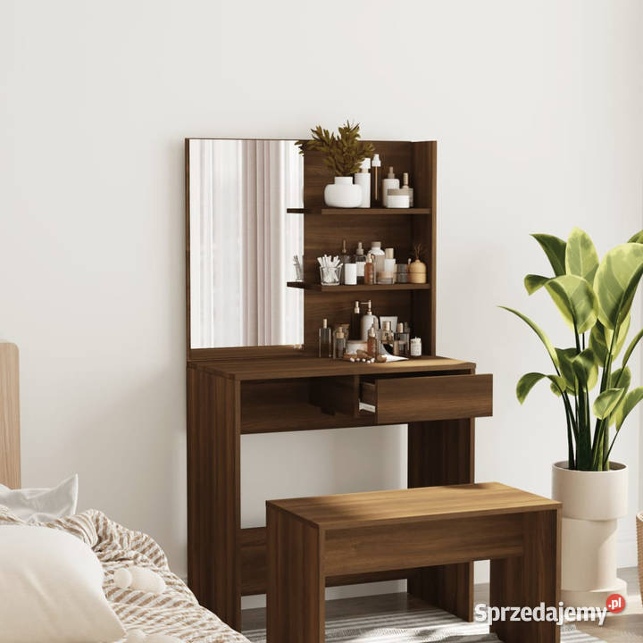 Toaletka z lustrem brązowy dąb 745x40x141