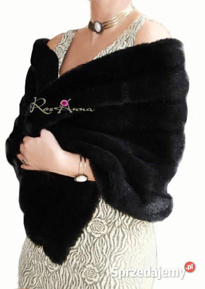Ślubny elegancki SZAL FUTRZANY do ślubu wesele Tarnów
