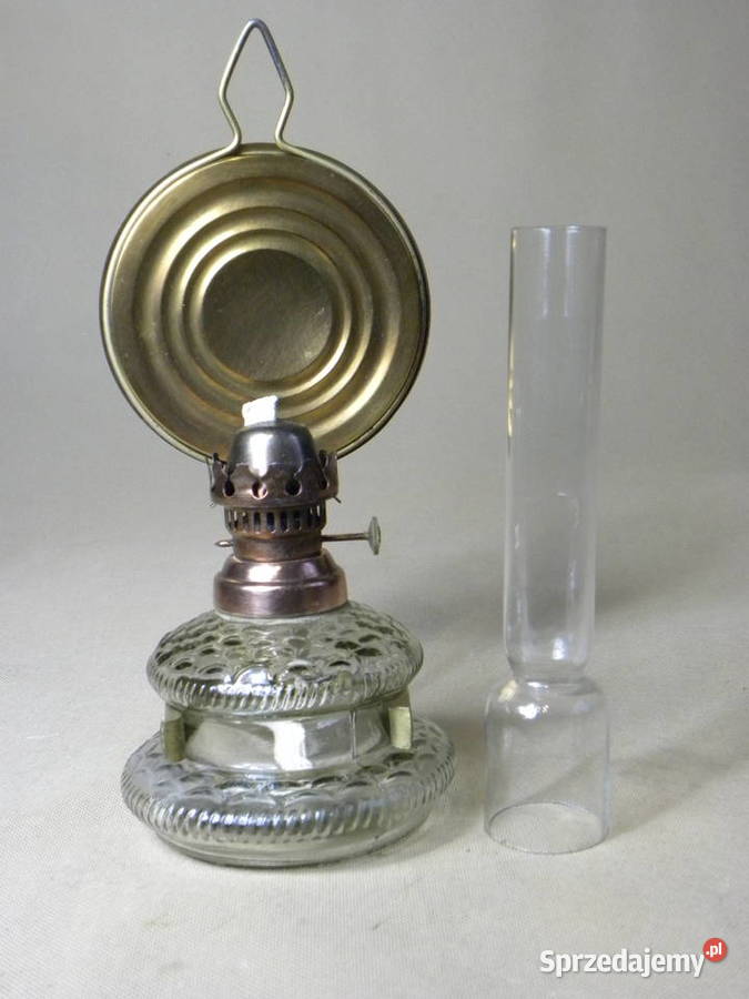Szklana lampa lampka naftowa z mosiężnym Legnica