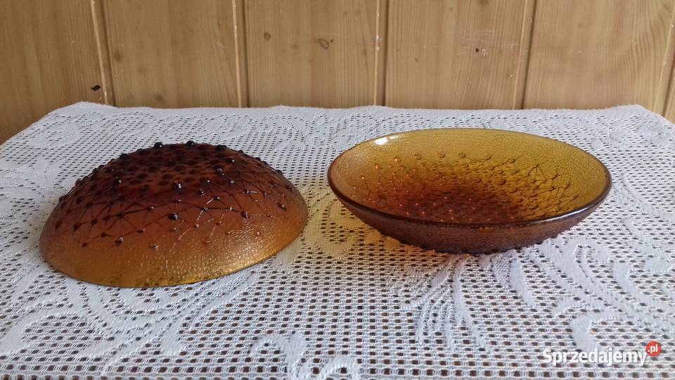 Miseczki szklane okrągłe w kolorze bursztynu Kraków