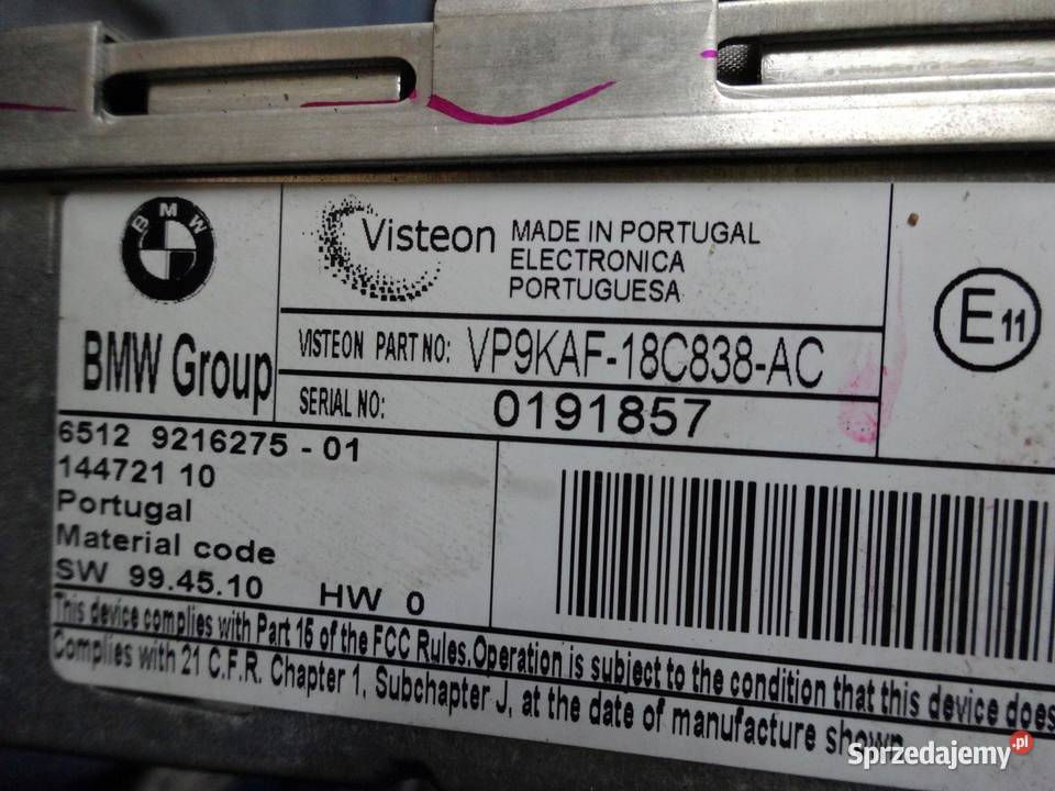 BMW E81 E87 LIFT 09r radio BUSINESS CD 9216275