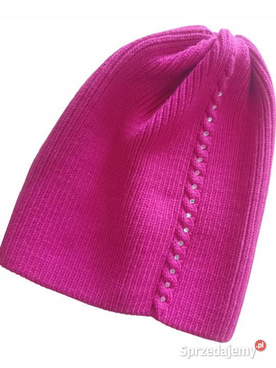 CZAPKA damska Różowa z kryształkami przejściowa Wieluń