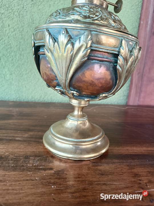 Stara mosiężna lampa naftowa Francja wielkopolskie Budzyń