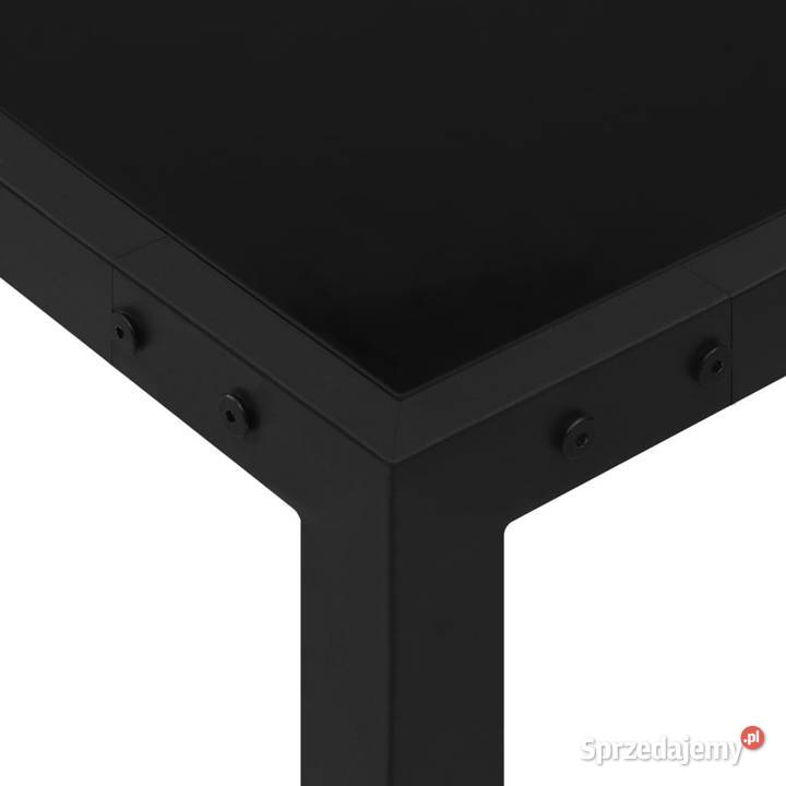 Stolik ogrodowy 130x130x72 czarny stal i szkło
