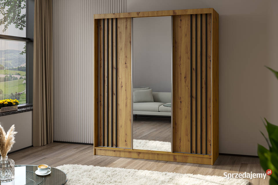 Szafa LENA 180 z lustrem i z lamelami kolory do 180cm Szafy i garderoby Kraków