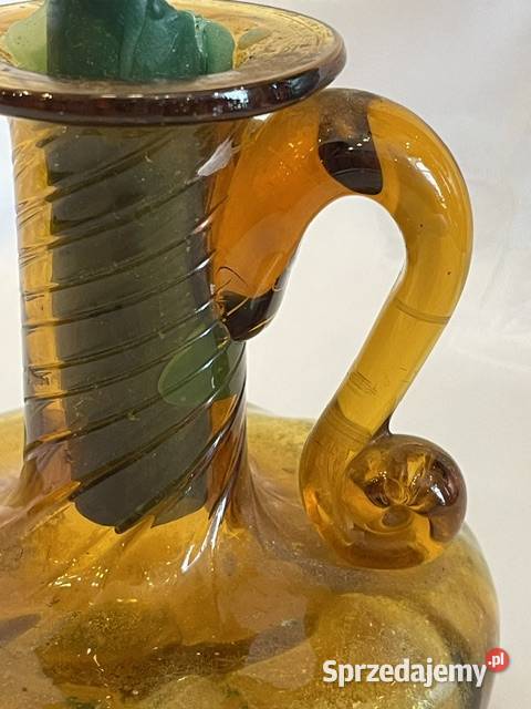 Szklany świecznik kaganek Huta Laura Tarnów Kraków