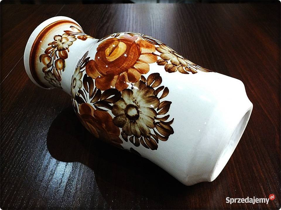 Wazon ZF KOŁO Ręcznie malowany w Brązowe kwiaty Żary sprzedam