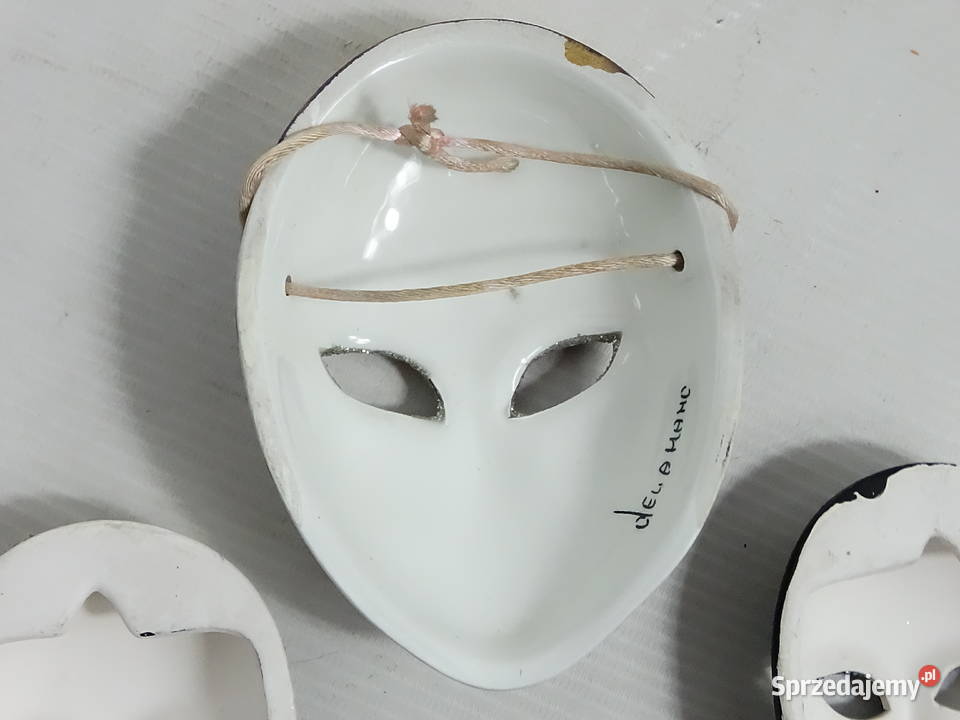 Zestaw ceramicznych masek weneckich ozdoba Biłgoraj