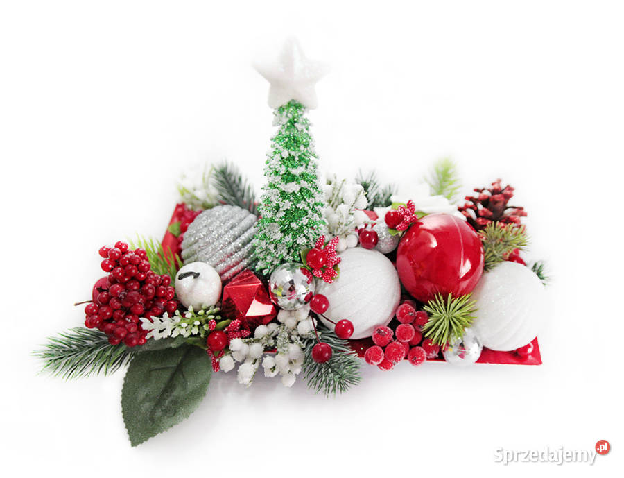 Stroik świąteczny na stół komodę ławę na Boże odcienie czerwieni Świdnica