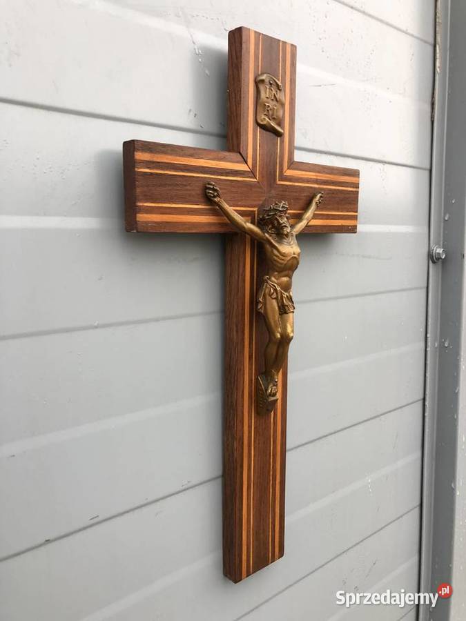 Zabytkowy drewniany Krzyż Antyki łódzkie Łowicz
