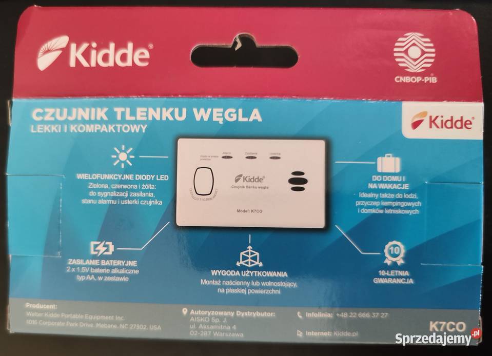 Czujnik czadu tlenku węgla Kidde K7CO 2 małopolskie Będkowice