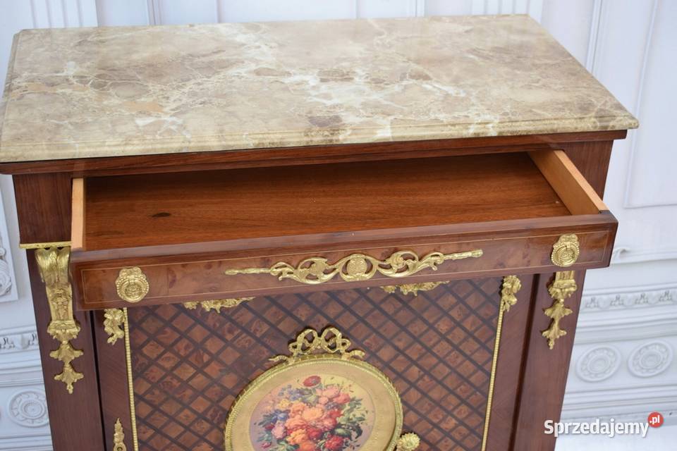 Komoda Ludwik XVI Intarsje Medalion Porcelanowy Kraków