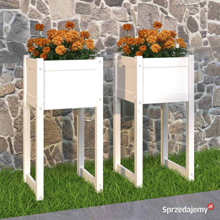 Donice 2 białe 40x40x81 lite drewno sosnowe Warszawa