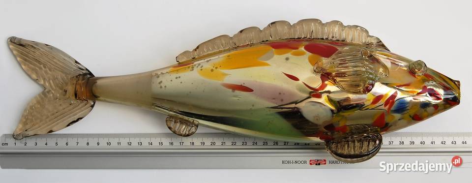 Ryba szklana figura 43 szkło barwione w masie