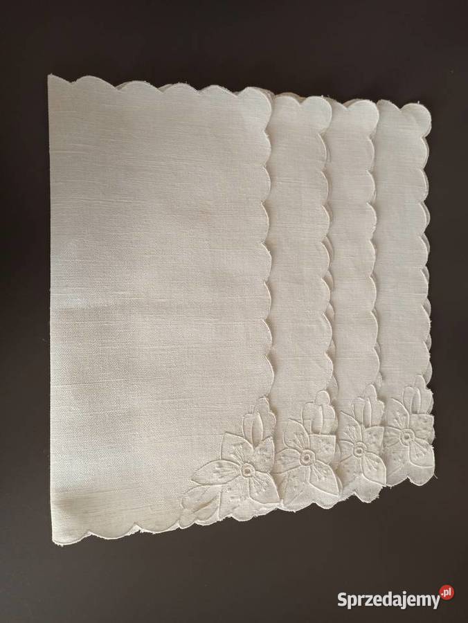 Serwetki lniane z haftem Nowe 100 len 32x32 Serwety i serwetki Białystok