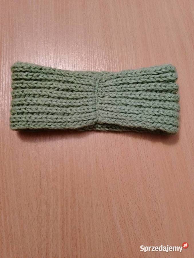 Ciepła szeroka OPASKA na głowę wełniana na zimę Złotniki