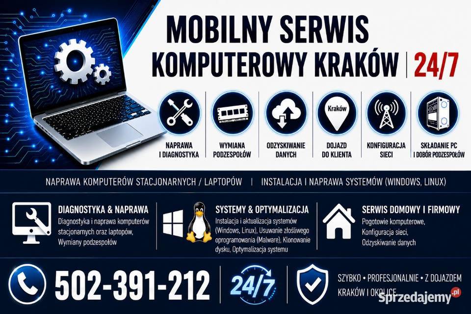 247 Mobilny Serwis Komputerowy Kraków 247 małopolskie informatyka